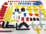 Vintage 1970's Lego Legoland 90+ Rare Vehicle and Connector Parts Lot, Tractor, Dump truck, Helicopter, Car, Airplane, Ladders, Pulleys