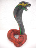 Vintage King Cobra Statue Sculpture 17" Tall Signed Universal Statuary Chicago 1967 #422, Hand Carved, Limited Edition, Lucchesi