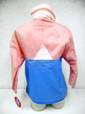 Vintage 1980s K-Way Kway Jacket Windbreaker, Size 3 Girls 10-12 Years Old, Zip Up Waterproof Raincoat, Pink White Blue, NOS New Old Stock