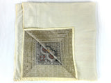 Handmade Silk Tapestry Embroidery 47 X 47 In, Gold Threads, Peacocks, Flowers, Squares, Wall Hanging Fine Carpet