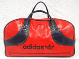 Vintage Red Adidas 1970s Original Duffel Sports Gym Bag 18", Tennis Sports Hand Bag made in Japan, Red and Blue Leatherette