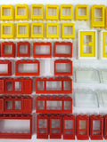 Vintage 1970's Lego Legoland 60+ Doors & Windows Parts Lot, Lego City House Building Sets, Car Windows, Red and Yellow