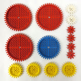 Vintage 1970's Lego Legoland 14 Gears from the 001 Building Set, 3 Large Red Gears, 1 Blue, 4 Yellow, 4 Small Red and 2 White