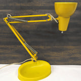 Vintage Mid Century Luxo Lil Norway Drafting Desk Lamp 23", Articulated Swing Arm, Yellow, Original Luxo Tag