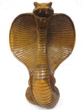 Vintage King Cobra Snake Hand Carved Wood Sculpture 8" Tall, Open Jaws and Neck Ribs, Attack Position