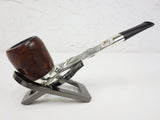 Vintage Mid Century Estate Tobacco Pipe by Kool Smoke England 5 3/4", Removable Wood Bowl, Ribbed Silver Nylon Body