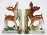 Vintage 1950's Ceramic Bookends Deer Fawn Bambi Baby Animal, Matchin Pair, Made in Japan, 6 X 4"