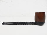 Vintage Mid Century Estate Tobacco Pipe by Rocket France 5 1/2", Light Brown Removable Wood Bowl, Ribbed Black Nylon Body