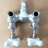 Antique Victorian Claw Foot Bath Tub Faucet signed Wallaceburg, Nickel Plated Solid Brass, Hot and Cold Porcelain Knobs