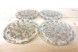 4 Vintage Large 5" Dia. Solid Glass Flower Holders Frogs 19 Holes, Hand Made, Matching
