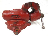 Vintage York Baby Bullet Type Vise Vice 2.5" Jaws model 80, Original Red, Bench Type Vise, Rotating Base