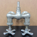 Antique Victorian Claw Foot Bath Tub Faucet signed Mueller, Nickel Plated Solid Brass, Hot and Cold Water Handle Knobs