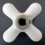 Antique White Porcelain Faucet Handle Knob Hot Water 2 3/4", Chrome Plated Brass Base, Lot #4