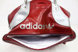 Vintage Adidas 1970s Original Duffel Sports Gym Bag 20", Tennis Sports Hand Bag made in Japan, Red and Silver Leatherette