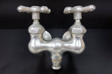 Antique Victorian Claw Foot Bath Tub Faucet signed Wallaceburg, Nickel Plated Solid Brass, Original Hot and Cold Knobs