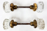 2 Pairs of Antique Victorian 12 Point Crystal Glass Door Knobs Screws & Rods #1