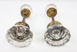 2 Pairs of Antique Victorian 12 Point Crystal Glass Door Knobs Screws & Rods #1