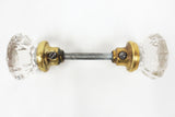 Pair of Antique Victorian 12 Point Crystal Glass Door Knobs, Screws & Rod #11