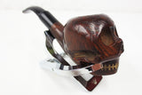 Vintage Skull Head Estate Tobacco Pipe 5", Carved Teeth, Hand Carved Briar Italy