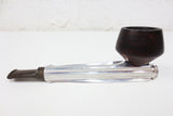 Vintage Kirsten M Aluminum Estate Tobacco Pipe 5 1/4" Long, Modernist Wood Bowl