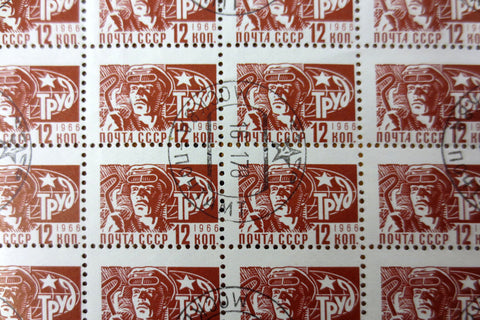 Russia 1966 Sheet of 100 Stamps 12 KON Noyta CCCP, Russian Worker
