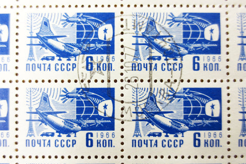 Russia 1966 Sheet of 100 Stamps 6 KON Noyta CCCP, Modern Means mail delivery