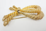 Vintage Signed Christian Dior Gold Plated Brooch Twisted Nautical Rope Bow 2.25"