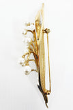 Vintage 1960's Marcel Boucher Gold Plated Brooch 3 3/8" Pearl Grape, Lily of the Valley