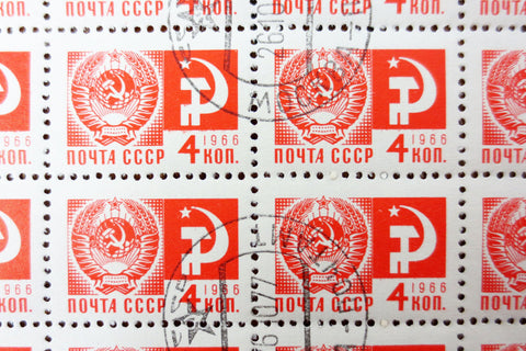 Russia 1966 Sheet of 100 Stamps 4 KON Noyta CCCP, Coat of Arms of the USSR, Mint