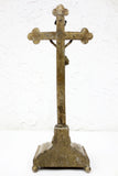 Antique Nickel Plated Chruch Pedestal Crucifix 12" Tall, Arma Christi, Germany