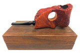 Large 7.5" Rustic Red Wood Tobacco Pipe Signed Brigham with Box, New Old Stock