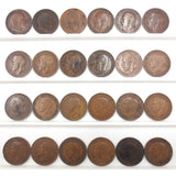 24 Coins Collection Lot 1903-1948 One 1 Penny Bronze, UK Great Britain British