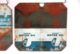 2 Vintage Pearless BA Motor Oil Advertising Panels, Flatten Metal Cans for Garage