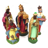 5 Tall Vintage Christmas Manger Creche Wizard Figurines, Paper Maché, Italy