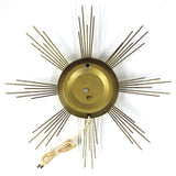 Mid Century Modern Sunburst Starburst Atomic Wall Clock Signed Ingraham 19" dia.