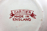 7 Small Antique Cartier England Desert Bowls 5" dia, Red Flowers