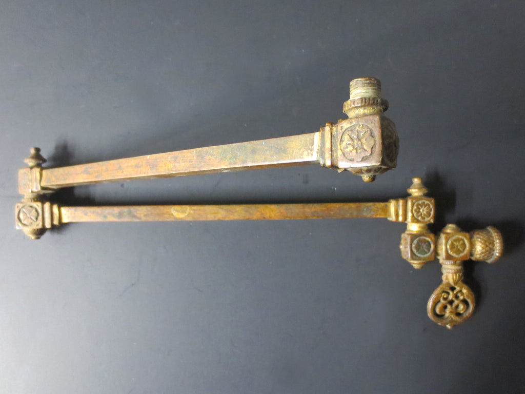 Antique Victorian Brass Gas Lamp Light Arm 20", Ornate Swivel Oil Lamp Fixture