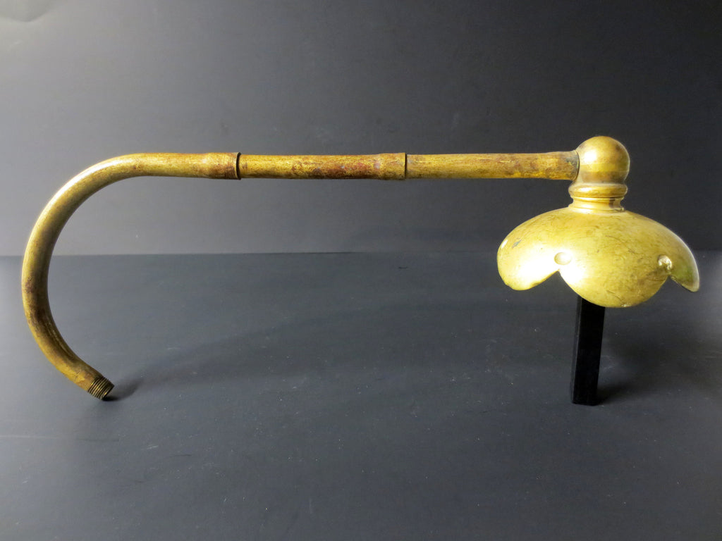Antique Victorian Brass Gas Lamp Light Arm, Ornate Flower Light Fixture Sconce