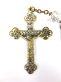 Vintage Crystal Beads Rosary 23", Silver and Brass Crucifix, Virgin Mary, Birks