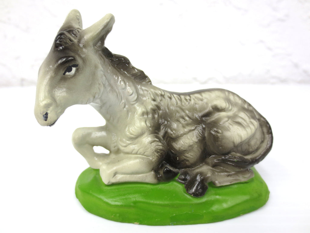 Vintage Manger Creche Donkey Animal Figurine 3 1/2", Paper Mache Italy Christmas