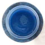 Vintage Vasart Monart Scotland Glass Bowl Vase, Aventurine, Blue, Signed